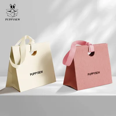 Custom gift bags thick texture luxury packaging gift paper bags with ribbon, custom jewelry pack