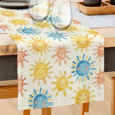 TEMU 1pc Sun Pattern Table - , | For , Parties & | Polyester, Rectangular