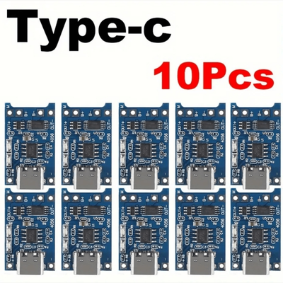 TEMU 10-pack Lithium Battery Charging Boards, 5v 1a, Type-c Micro Usb Charge Module With Protection, Composite Material, Uncharged , For 18650 Batteries