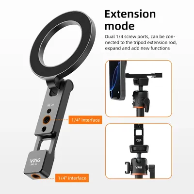 VRIG MG-23 Magnetischer Telefonständer mit MagSafe Cold Shoe Mount Stativhalter für iPhone Android Phone Stativ Live Streaming Vlog