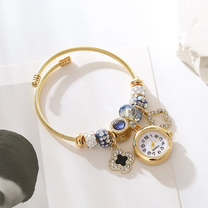 Grenzüberschreitendes neues Armband im Panjiaduola-Stil, modischer und vielseitiger Quarzuhranhänger, legierter Edelstahl Image