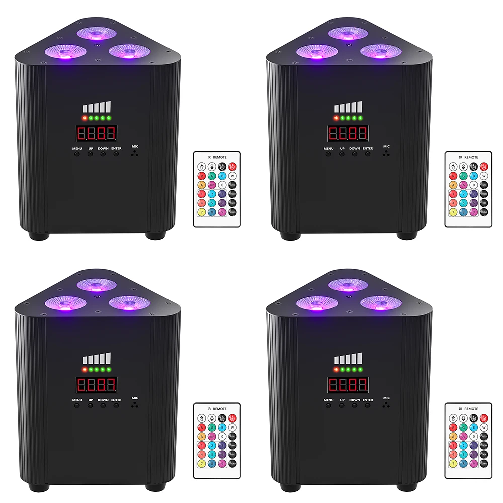 U'King 4PCS 4in1 RGBW LED Batterie Par Licht 3x4W Dreieck Waschen Wand Licht DMX512 Drahtlose Effekt Licht für Konzert Disco Party Image