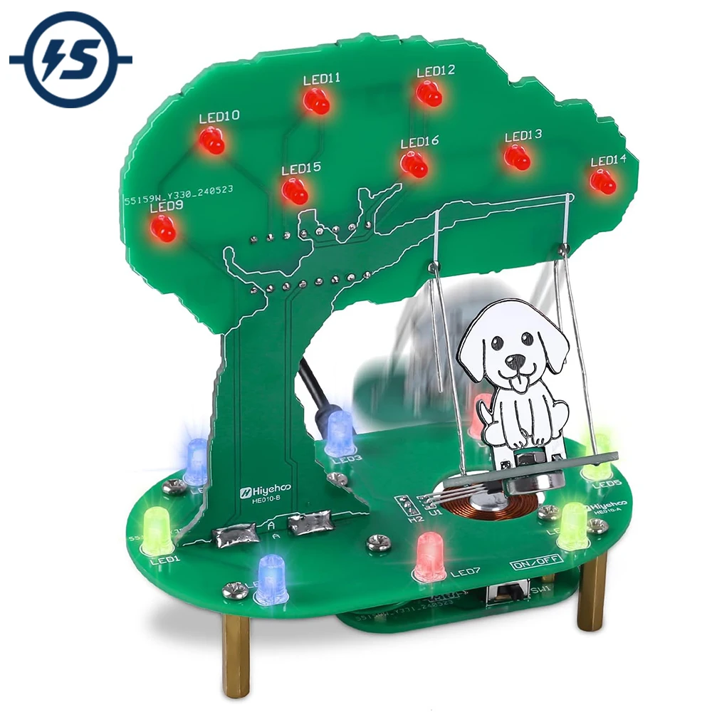 DIY Swing Soldering Project Kit Hundeschaukel Elektromagnetische Schaukel Elektronische Übungssets mit RGB-LED-Leuchten für STEM-Bildung Image