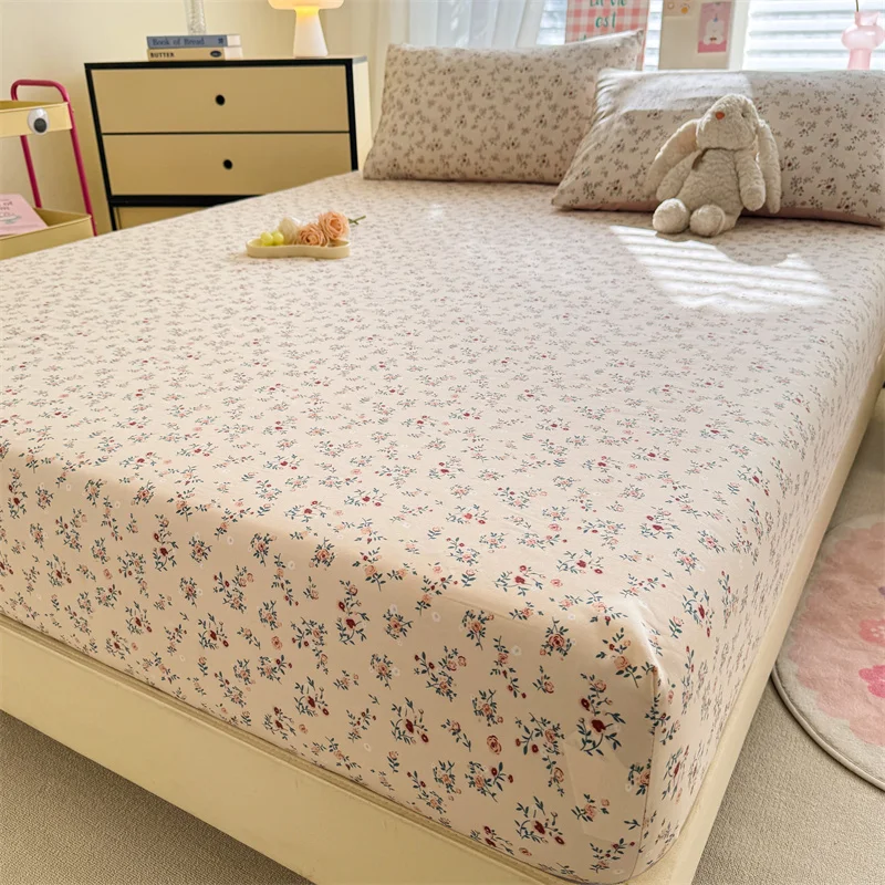 Bonenjoy elastisches Spannbettlaken im Blumenstil, weicher Bettbezug für Zuhause, Bettwäsche, Bettlaken drap de lit (Kissenbezug, Need Order) Image