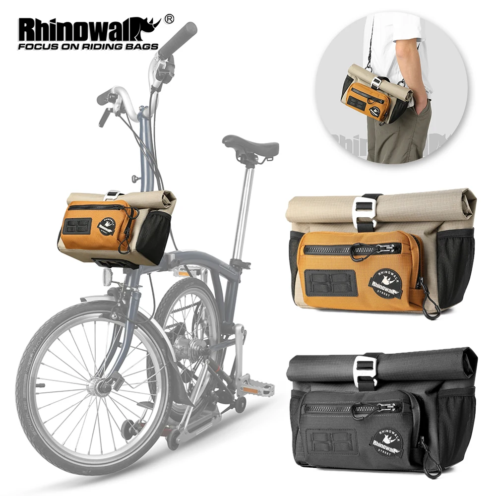 Rhinowalk Faltrad-Lenkertasche, 4 l, Schnellverschluss, urbaner Radsport-Vorderkorb für Bromton Dahon, Aufbewahrungstasche, Schultertasche Image