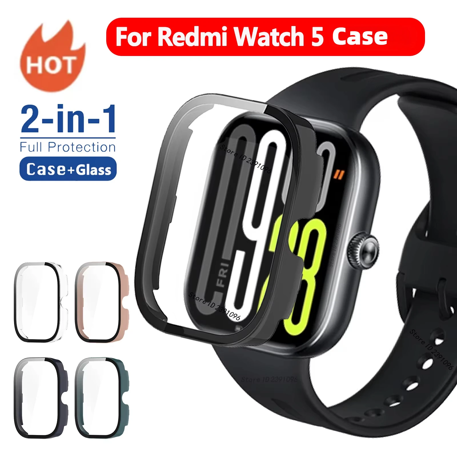 Gehärtetes Glas + PC-Gehäuse für Xiaomi Redmi Watch 5, Smartwatch, Displayschutzfolie, Stoßstange für Redmi Watch 5, Abdeckungszubehör Image