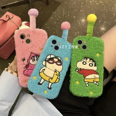 Cartoon Crayon Shin-Chan Iphone 12 13 14 15 Plush Mobile Case Iphone 14 Promax Mobile Phone