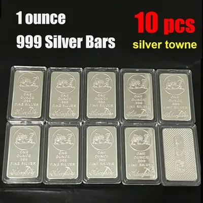 10pcs 1 ounce Fine Silver Bullion Bars Silver Bars Collectible Gifts Replica Bars