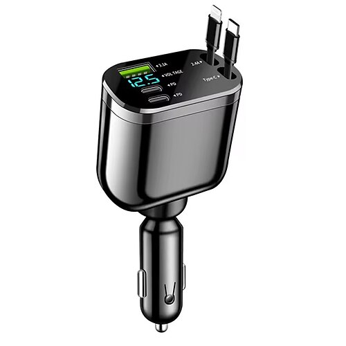 caricabatteria per auto super veloce ricarica usb 3.1a tipo c pd ricarica rapida rilevamento tensione retrattile per ios e android caricabatteria per telefono