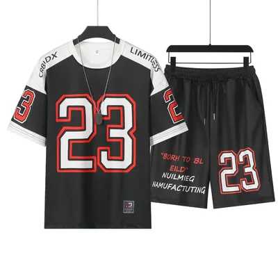 2025 Summer New Summer Men's Sports Set Breathable Basketball T-shirt and Shorts Two Piece Set