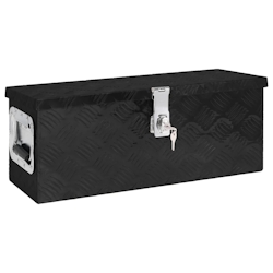 DELUKE® Aluminiumbox mit Deckel - Abschließbar Alubox Deichselbox Alu Anhängerbox Werkzeugkiste Metall Transportbox Metallkiste, 60x23,5x23cm Schwarz Image