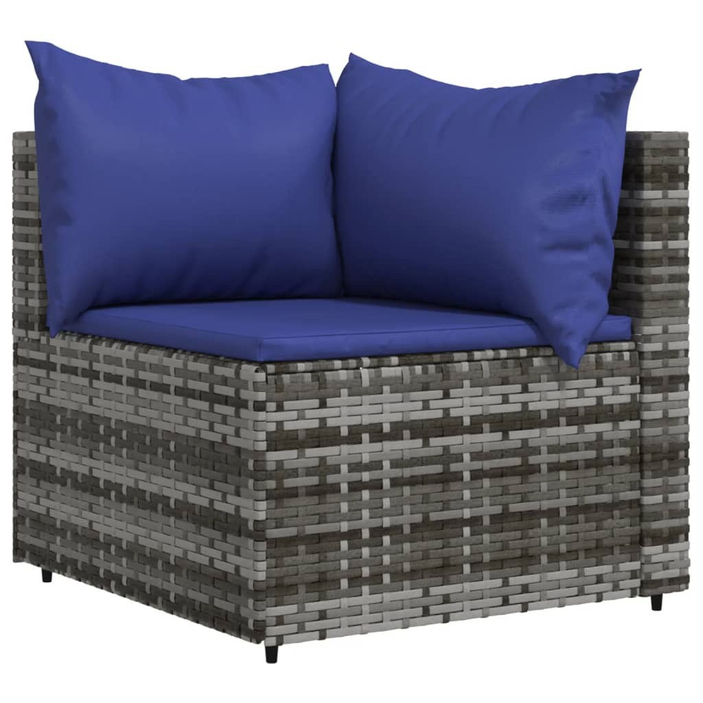 vidaXL Garten-Ecksofa mit Kissen Grau Poly Rattan Image