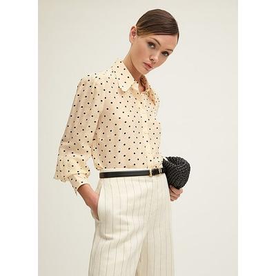 Sonya Birch & Black Silk Polkadot Jacquard Blouse, Cream