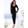 Strickkleid FRENCH CONNECTION, Damen, Gr. 44/46, N-Gr, schwarz, Rippstrick, Obermaterial: 50% Viskose (LENZING ECOVERO), 28% Polyester, 22% Polyamid, meliert, unifarben, modisch, figurbetont lang, Rundhals, Langarm gewellter Abschluss, Kleider, mit...