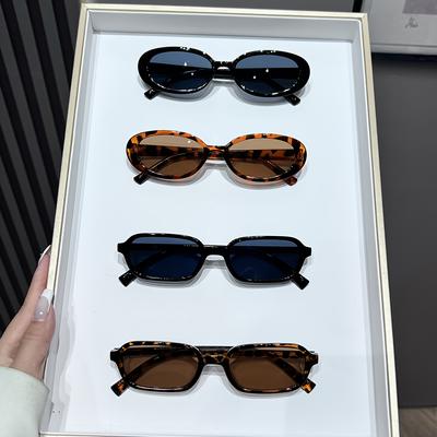 TEMU 4pcs Fashion Narrow Frame Temperament Simple Small Frame Women's Decorative Glasses With Personality And Easy Matching