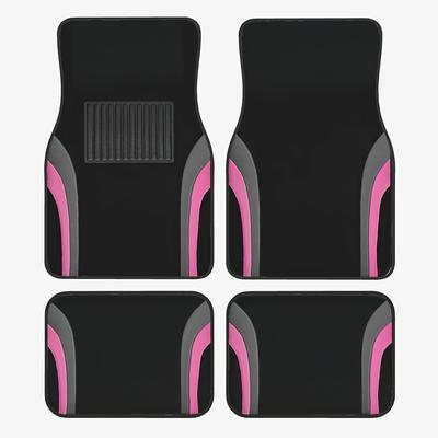 TEMU Set Of 4 Gray-pink Patterned Car Floor Mats - Suitable For Sedans, Trucks, And Suvs - Made Of Polyester - A Perfect - For Car