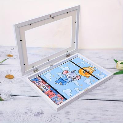TEMU Foldable Magnetic A4 Art Frame - Cartoon Theme, Front Open Picture Display, Home And Office Decor, Ideal Birthday Gift, Decorations Image