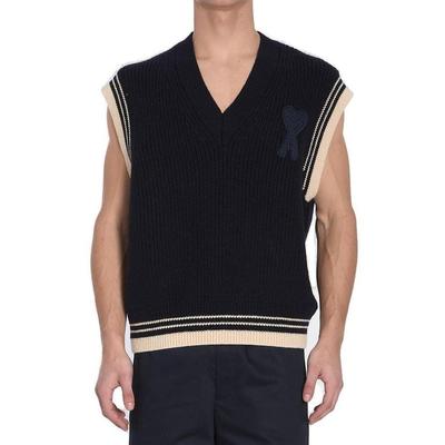 Paris De Coeur Knitted Vest - Blue - AMI T-Shirts