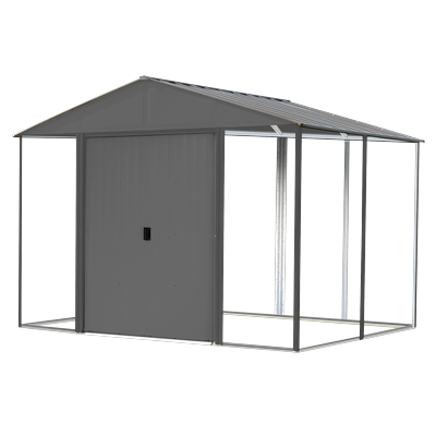 Arrow Ironwood Steel Hybrid Galvanized Shed Kit, Anthracite / 10 x 8 ft.