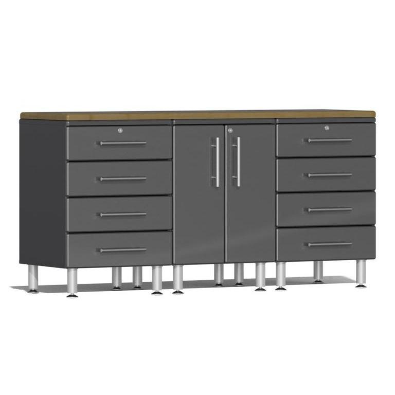 Ulti-MATE Garage Workbench With Drawers, 4-Piece With 2X Drawer Cabinets, Graphite Grey
