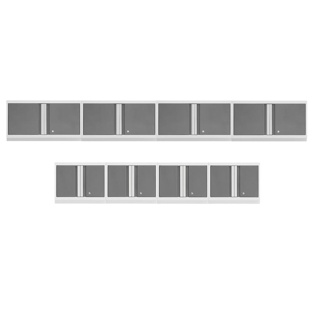 Newage Products Bold 3.0 Series 8-Piece Wall Storage System (4X 24, 4X 36), Platinum