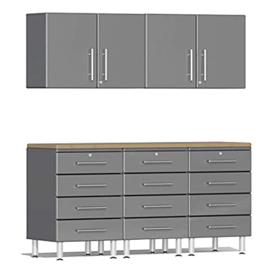 Ulti-MATE Garage Workbench With Drawers, 6-Piece With Extra-Wide Garage Wall Cabinets, Graphite Grey