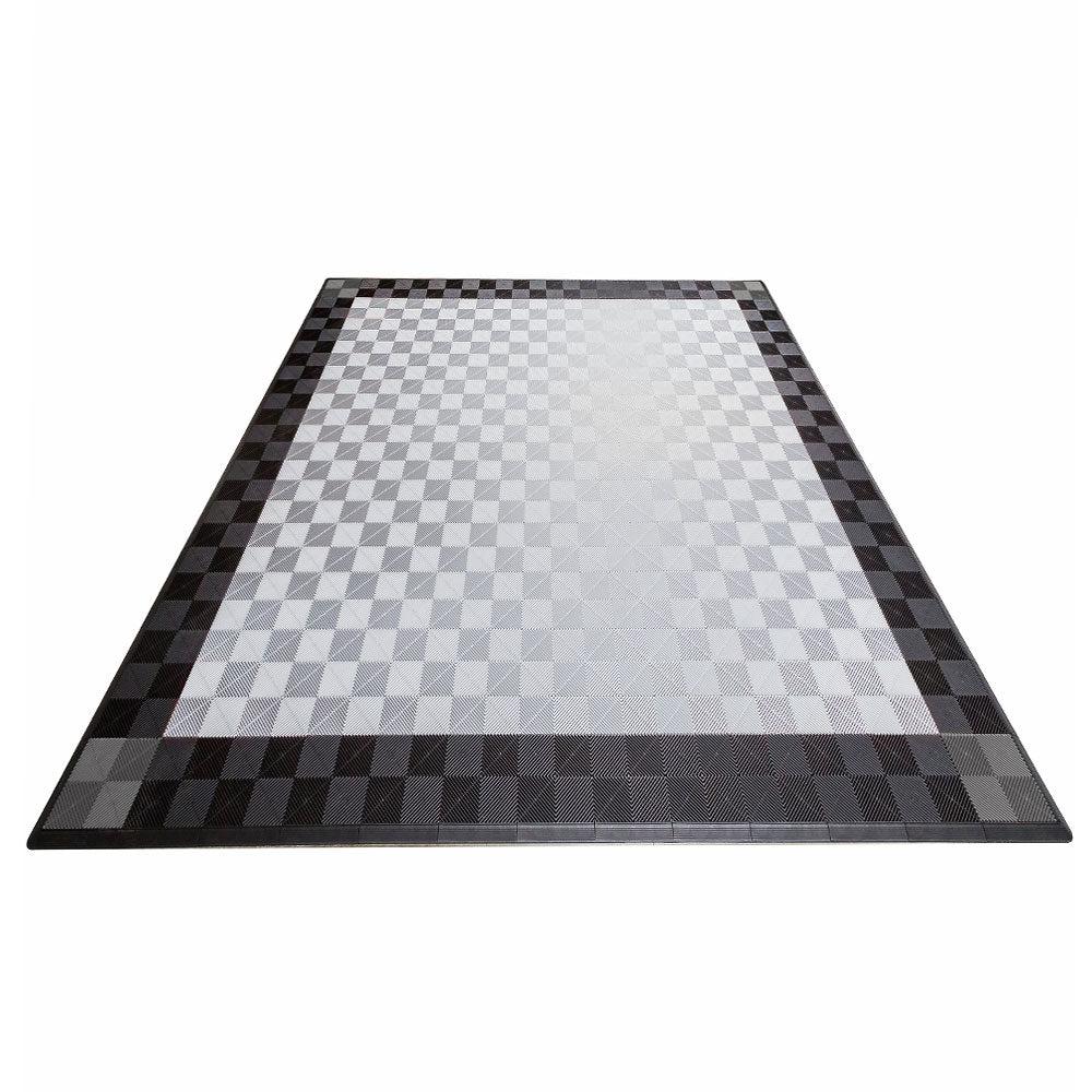 Swisstrax Double Car Garage Floor Mat In Ribtrax Pro Tiles (4 Corners - Silver, Black, Grey)