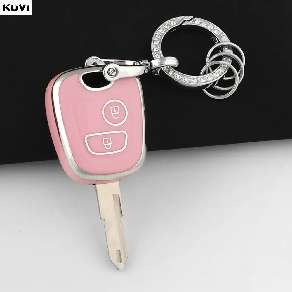 TPU-Autoschlüsselhülle für Peugeot 106 107 206 207 307 Citroen C1 C2 C3 C4 XSARA PICASSO Schlüsselanhänger für Toyota AYGO Schlüsselschutz Image