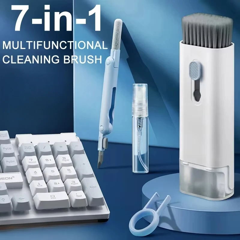 7-in-1 Computer-Tastatur-Reinigungsbürsten-Set, Kopfhörer-Reinigungsstift für Headset, Telefon, Reinigungswerkzeuge, Tastenkappen-Abzieher-Set