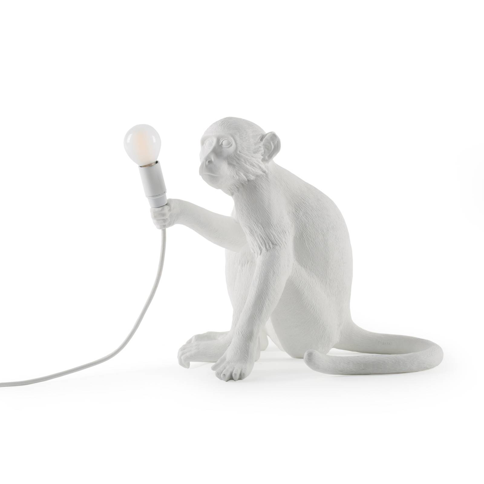 SELETTI Monkey Lamp LED-Dekolampe, weiß, sitzend, weiß / opal, für Wohn- / Esszimmer, Kunststoff, Design, Tischlampe