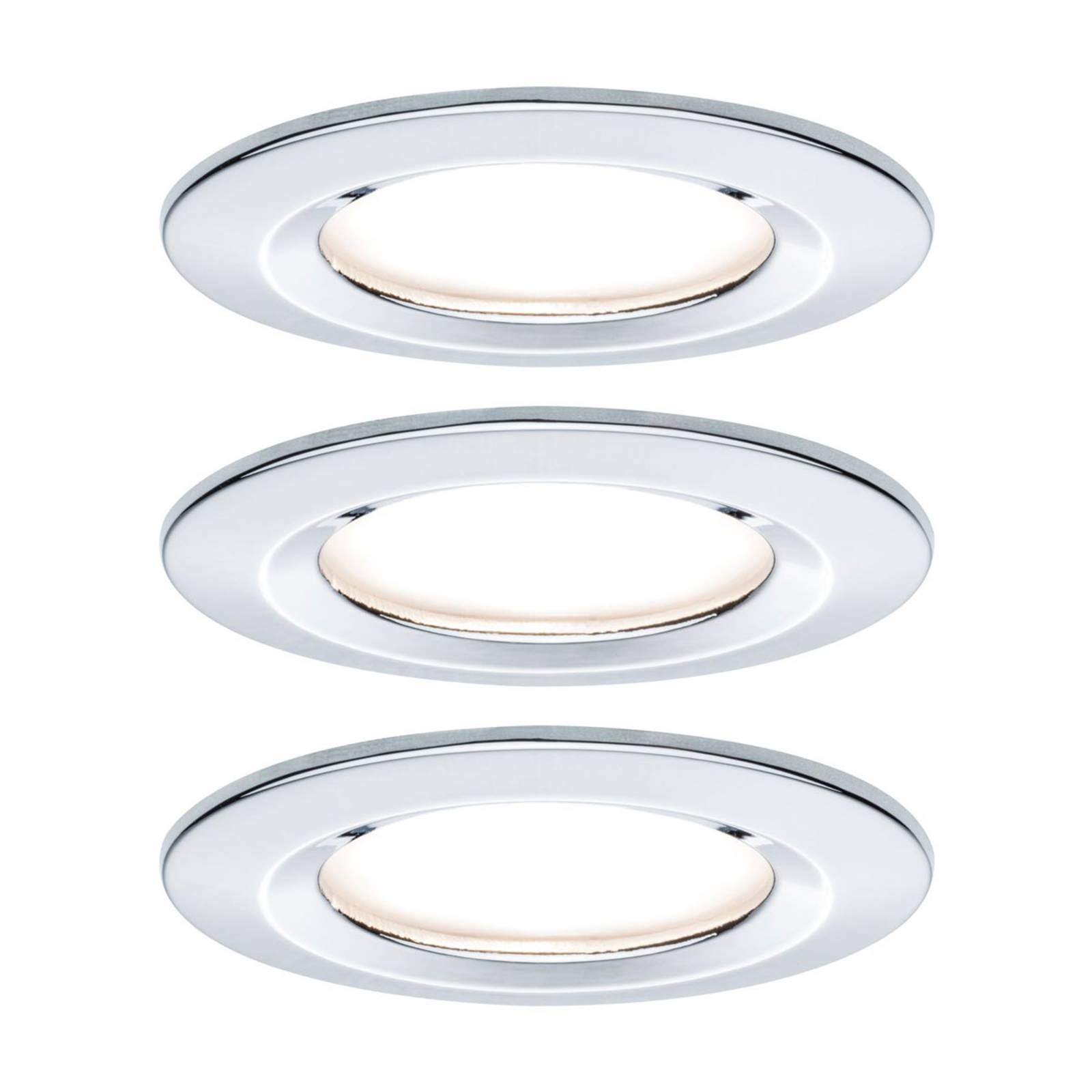 Paulmann 3er Spot Nova rund, IP44, dimmbar, chrom Nova, dimmbar, chrom / silber, für Flurbereich, Aluminium, Modern, Einbaustrahler
