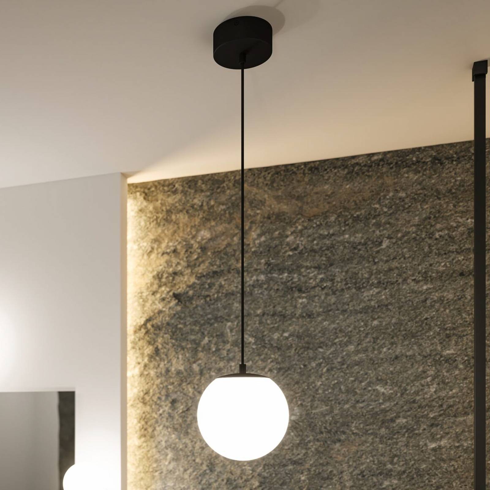 Paulmann Glas Hängelampe Gove, schwarz, für Wohn- / Esszimmer, Glas, Modern, Pendelleuchte