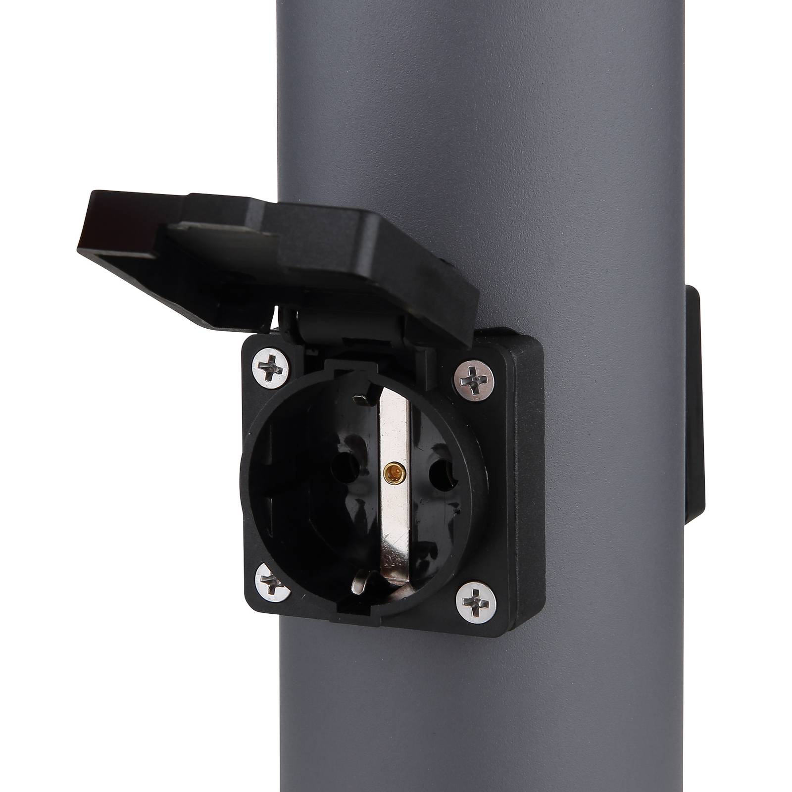 Globo Sockelleuchte Boston mit Steckdosen, schwarz, Edelstahl, Modern, Außenleuchte