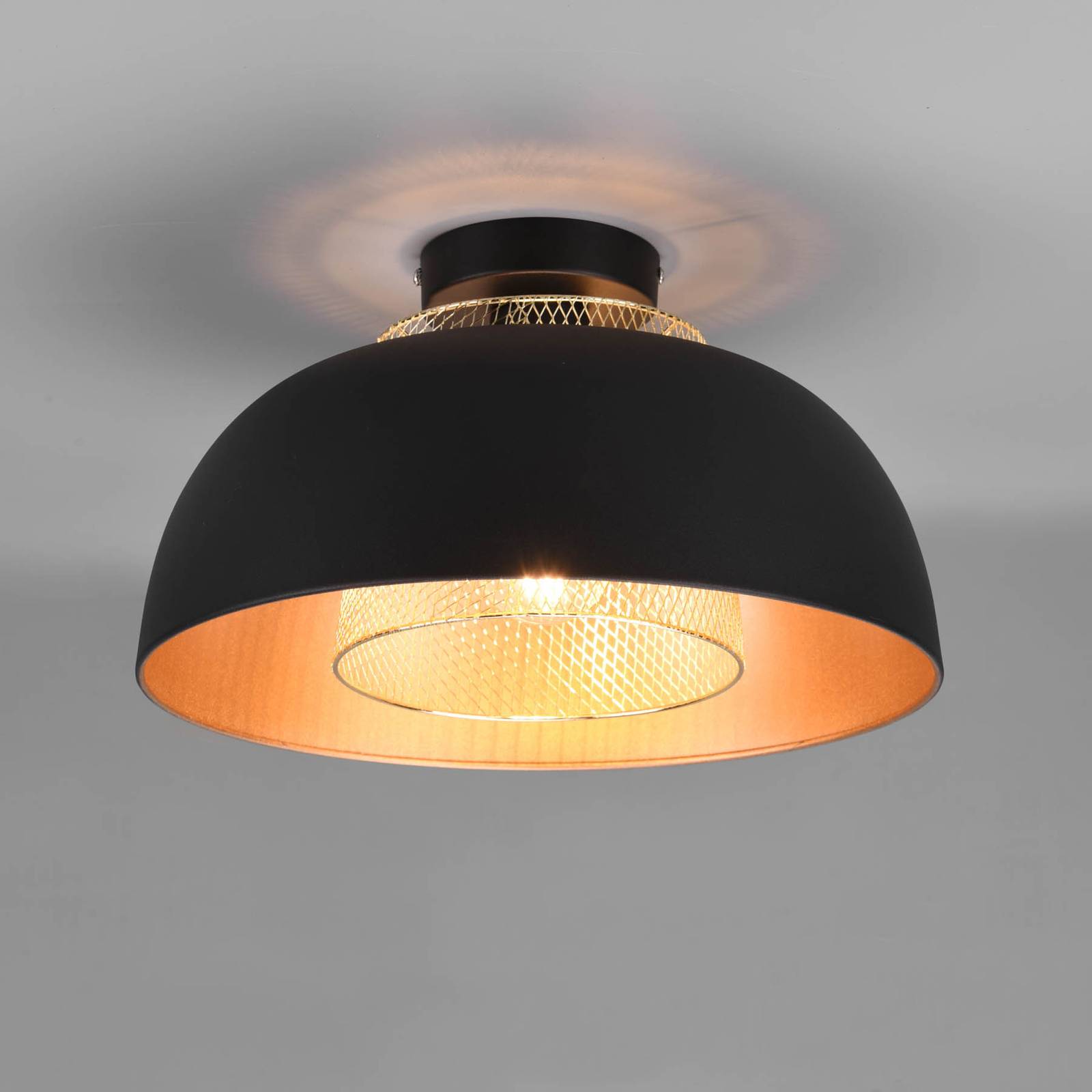 Reality Leuchten Deckenlampe Punch, dimmbar, schwarz, für Küche, Metall, Deckenlampe