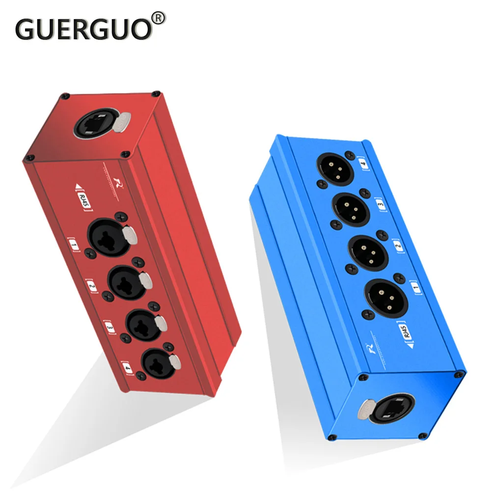 RJ45 auf 4-Kanal XLR/DMX Audio STP RJ45 Cat5 Ethernet Extender XLR Extender Transceiver für Live-Bühne, Audioaufnahmestudio Image