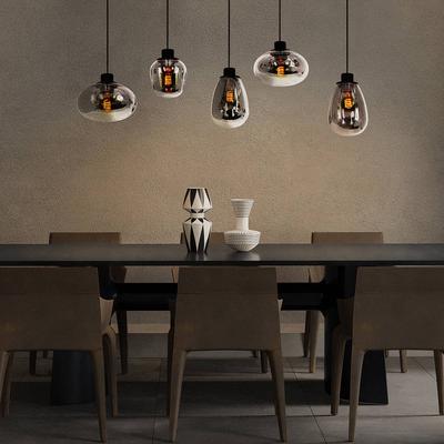 Steinhauer Glas Hängelampe Reflexion, dimmbar, schwarz, für Wohn- / Esszimmer, Metall, Pendelleuchte Image