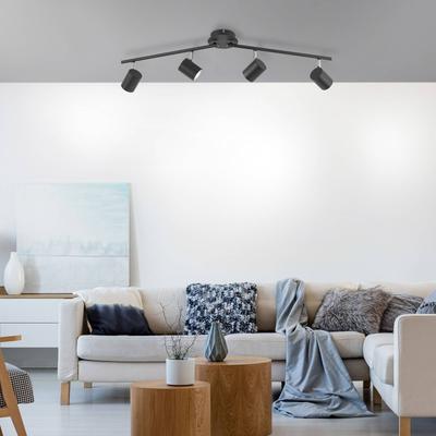 JUST LIGHT. GmbH Deckenstrahler Tarik GU10-LED 4-flammig anthrazit, schwarz, für Wohn- / Esszimmer, Metall, Modern, LED Deckenlampe
