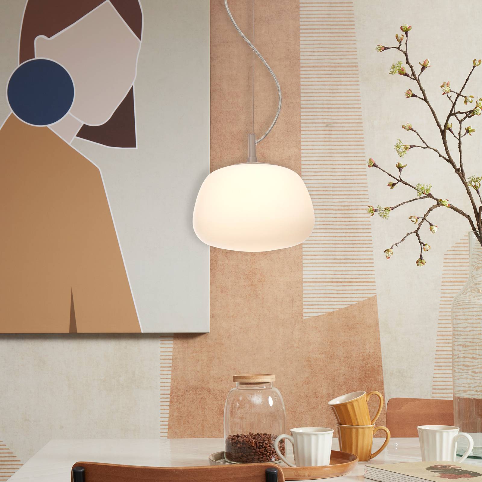 IT´S ABOUT ROMI Glas Hängelampe Sapporo, dimmbar, weiß / opal, für Küche, Glas, Pendelleuchte