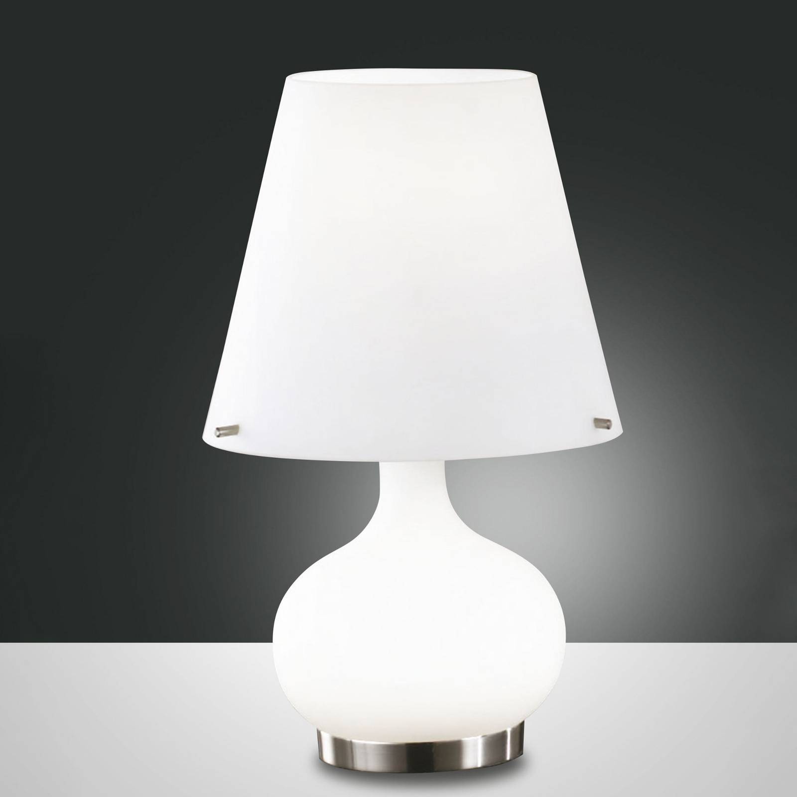 Fabas Luce Design Tischlampe Ade, weiß / opal, für Schlafzimmer, Glas, Tischlampe