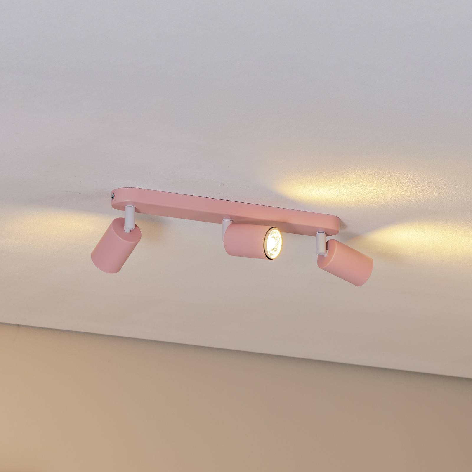 Deckenstrahler Livia, rosa, 52 cm, 3-flg., Metall, GU10 Livia TK Lighting, dimmbar, violett / pink / rose, für Kinderzimmer, Metall, Strahler