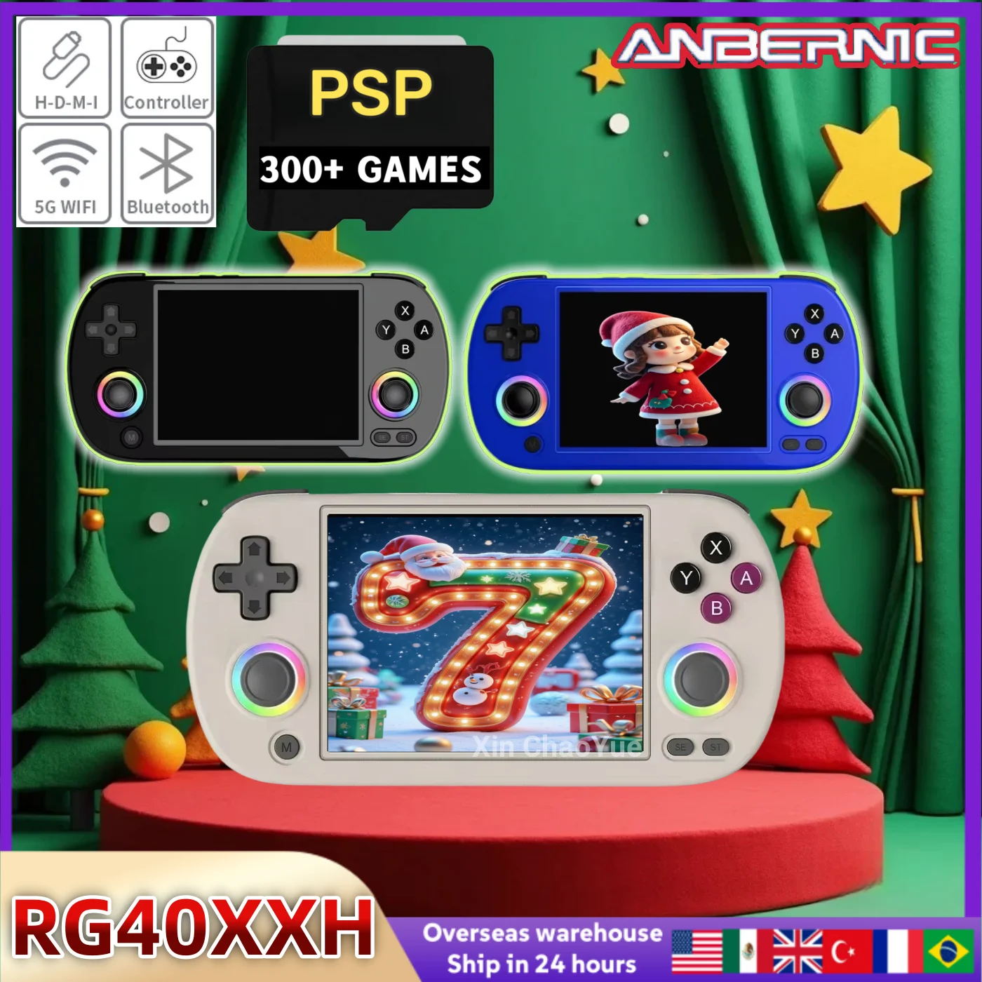 ANBERNIC RG40XX H Retro Handheld-Spielekonsole RG40XXH Videoplayer Smartpro 4,0-Zoll-IPS-Bildschirm Linux 5G WIFI 256G 300+ PSP-Spiele Image