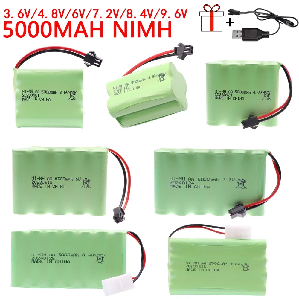 5000 mAh 3,6 V/4,8 V/6 V/7,2 V/9,6 V Wiederaufladbare NI-MH Batterie Pack Für Rc spielzeug Autos Tanks Roboter Waffen Boote spielzeug zubehör