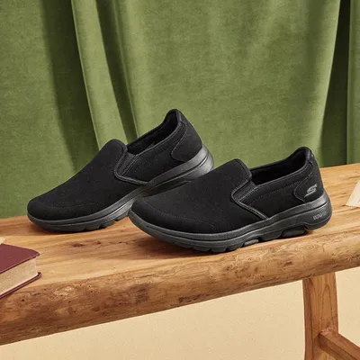 Skechers Shoes for Men "GO WALK 5" Slip-on Walking Shoes, Shock Absorption, Warmth, Comfort, Mildew