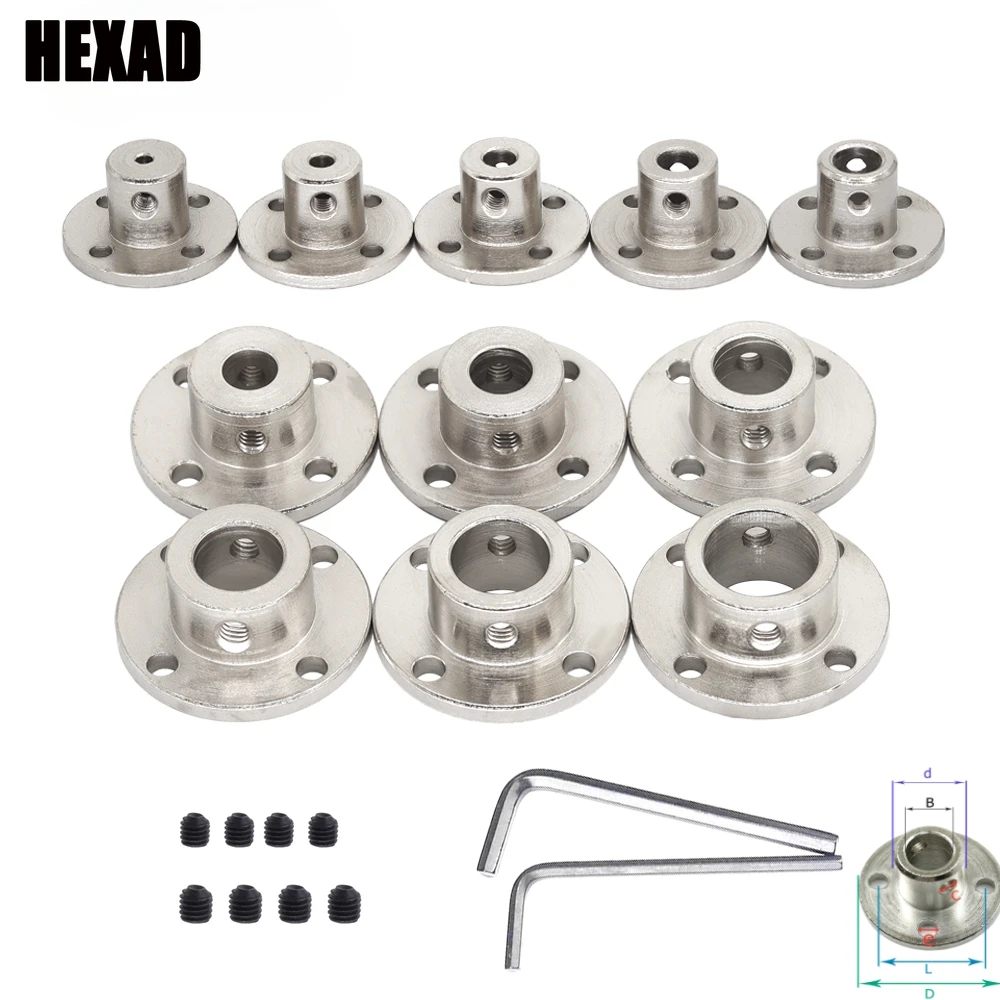 2/3/3,17/4/5/6/6,35/7/8/10/11/12/14mm Starre Flansch Kupplung Motor Guide Welle Koppler Stecker mit Schraubenschlüssel Schrauben Zubehör Image