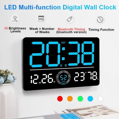 Große digitale Wanduhr, 10-Helligkeitseinstellung, Dual-Alarm, LED-Uhren, Woche + Woche, Anzahl der Woche, Wecker mit Timing-Funktion