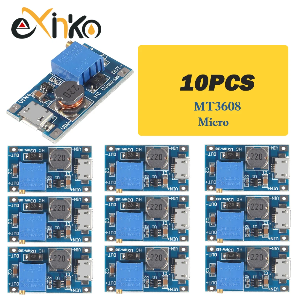 5/10 Stück MT3608 Einstellbares Step-Up-Modul Spannungsregler Micro-USB Typ-C 2V-24V auf 5V-28V 2A Step-Up DC-DC-Aufwärtswandler Image