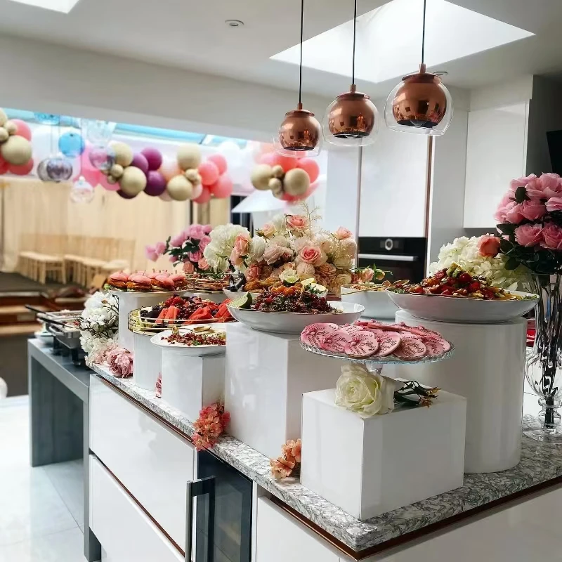 Acryl-Buffetständer, Säule, Dessert-Tisch-Display, Hochzeit, Geburtstag, Party, Kuchen, Cupcake-Riser-Tabletts, Süßigkeiten-Bar-Halter, 9-tlg Image