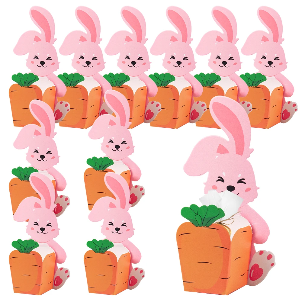 10/20 stücke nette Kaninchen Karotten papier süßigkeit Boxen Cartoon Hase Süßigkeiten Korb Für Frohe Ostern Party geschenke Dekoration verpackung box Image