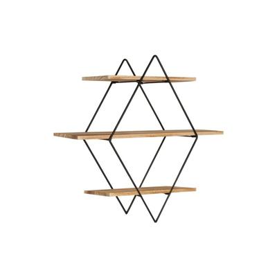 Wandregal Raute lily 3 Ebenen aus Holz und Metall Industriedesign Image