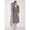 Midikleid STREET ONE, Damen, Gr. 40, EURO-Größen, blau (tiefblau), Stoff, 88% Viskose, 12% Polyamid, bedruckt, casual, normal Midi, V-Ausschnitt, 3/4-Ärmel Bündchen, Kleider, aus Viskose